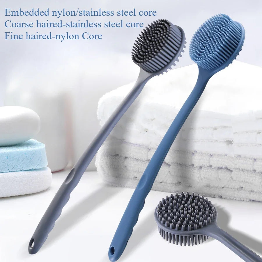 Silicone Long Handle Shower Brush | Soft Back Scrubber Bath Shower Brush QXL