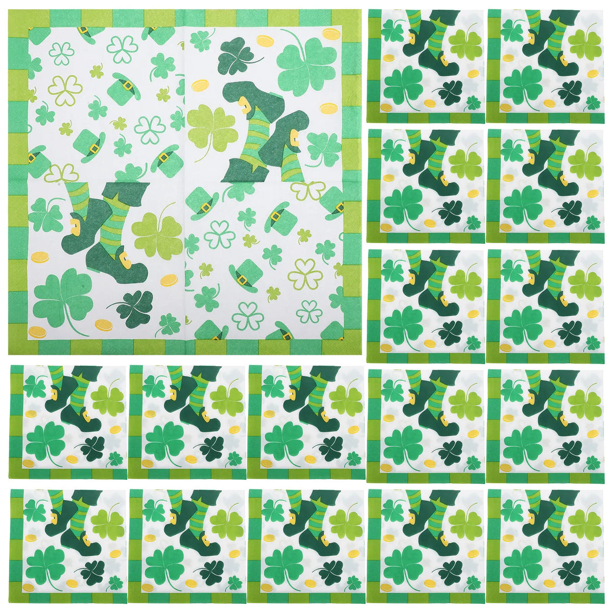 20-Pack Shamrock Paper Napkins | St. Patrick's Day Party Disposable Paper Napkins QXL