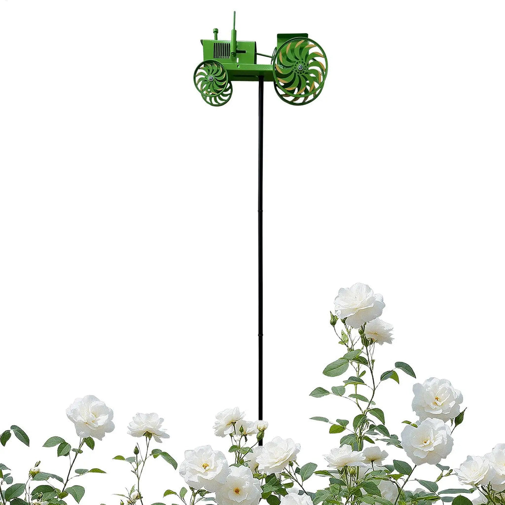 Green Tractor Wind Spinner Stake | Rotating Garden Windmill Garden Wind Spinner QXL