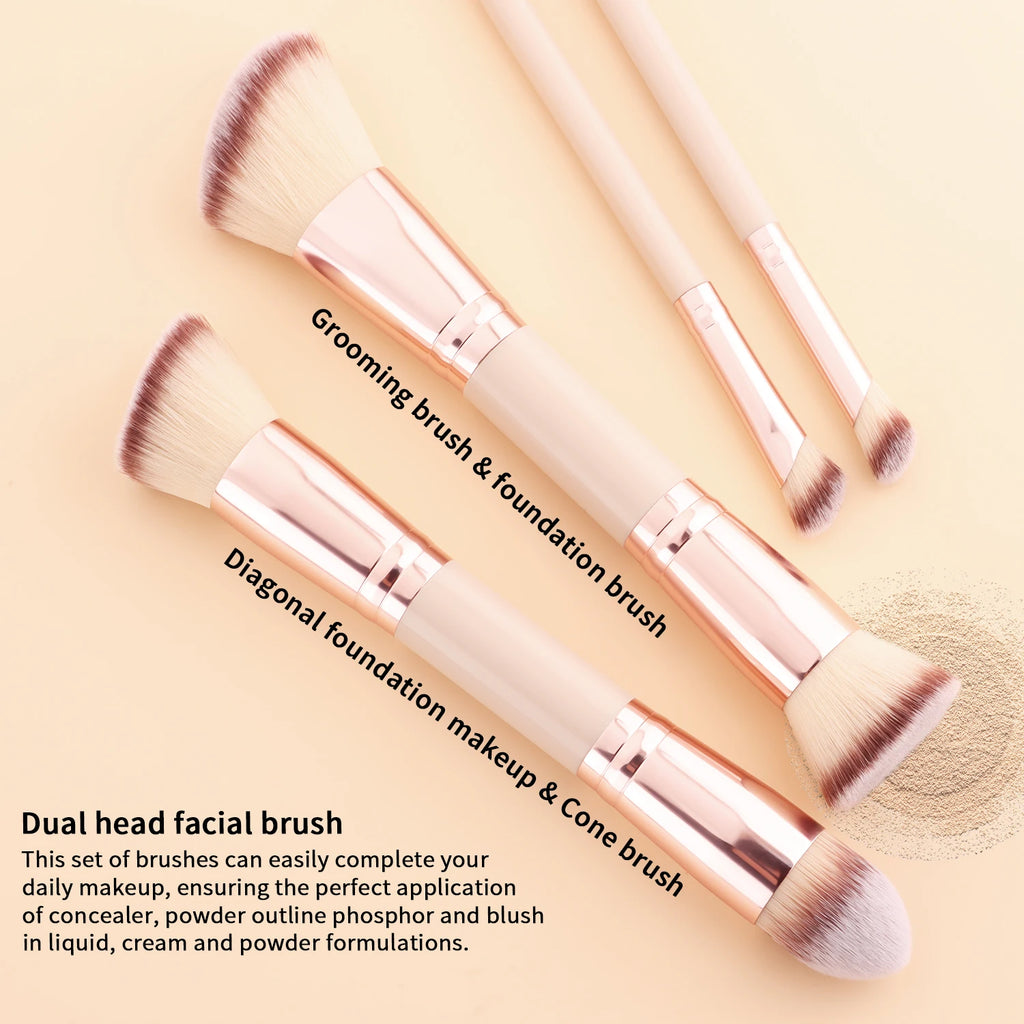 Ronshadow 4-Pc Dual-End Makeup Brush Set & Beauty Sponge Makeup Brush Set QXL