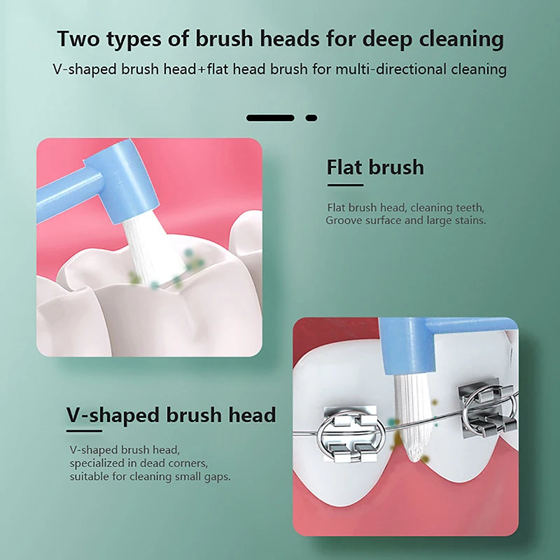 Double-Head Orthodontic Toothbrush | Soft Interdental Brush Orthodontic Toothbrush QXL