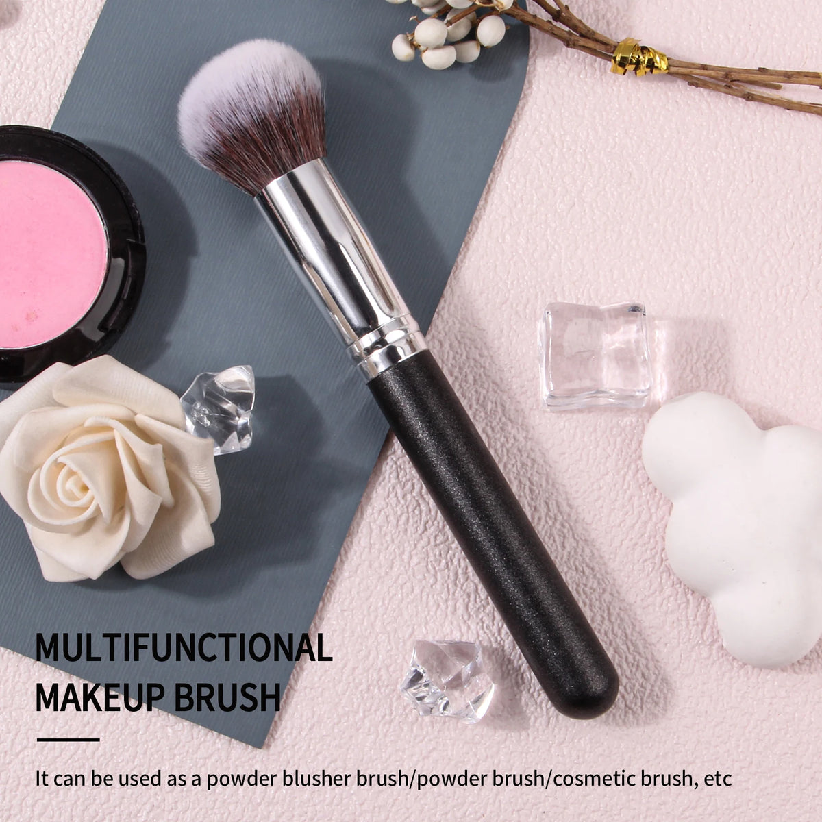 KOSSHOW Round Fluffy Blush Brush – Powder & Highlighter Blush Makeup Brush QXL