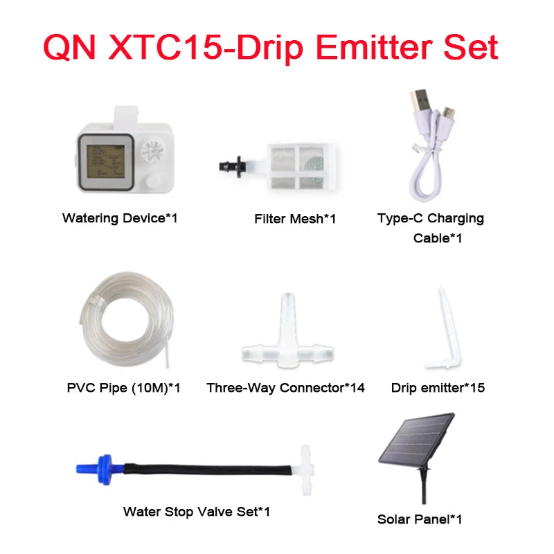 Solar Garden Irrigation System – LCD Timer & Auto Watering Kit Solar Irrigation Kit QXL XCT15-Ground Plug
