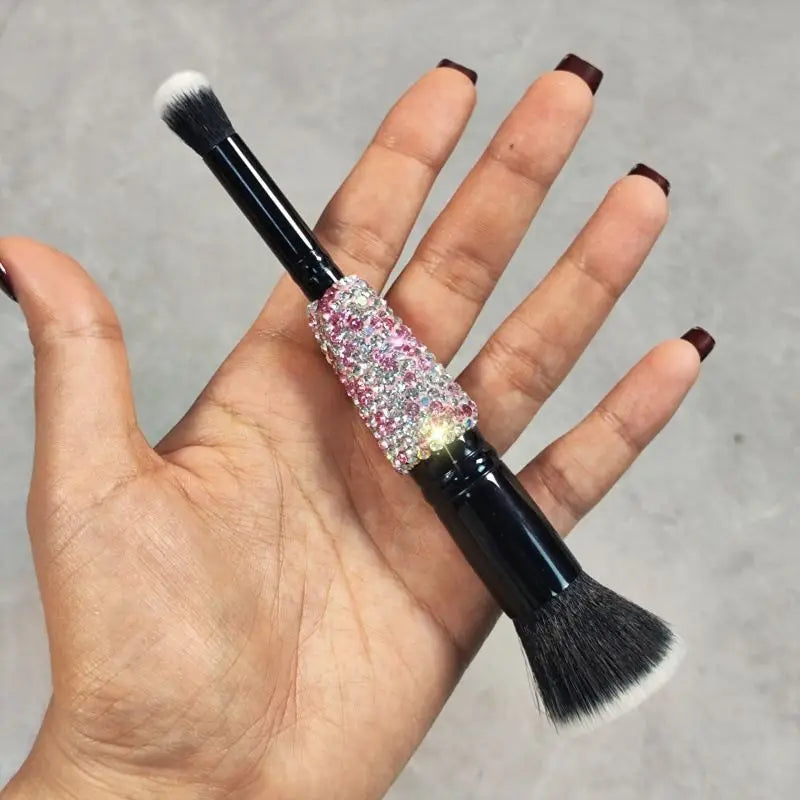 Double-Headed Diamond Blush & Eyeshadow Brush | Soft Bristles Makeup Brush QXL pink