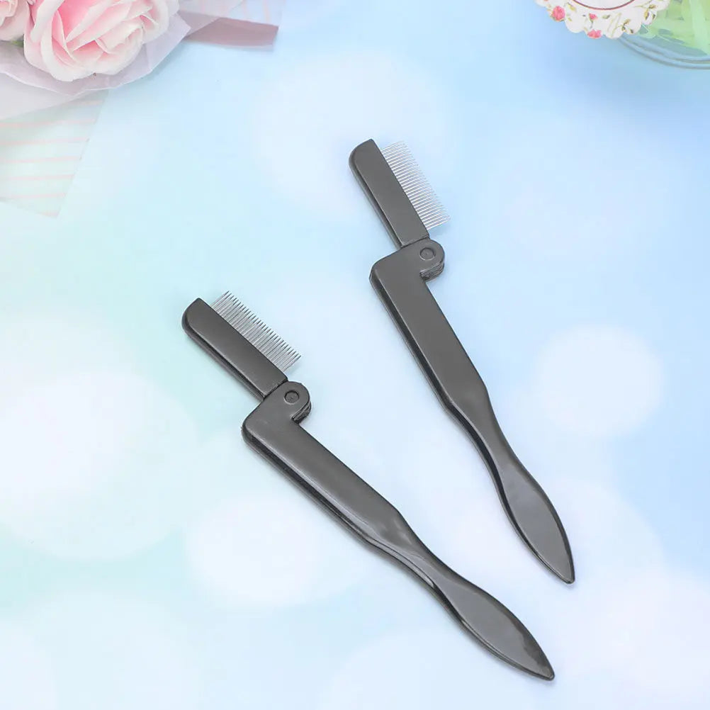 3-Pack Foldable Eyelash Comb & Eyebrow Brush Set | Portable Eyelash & Brow Comb QXL