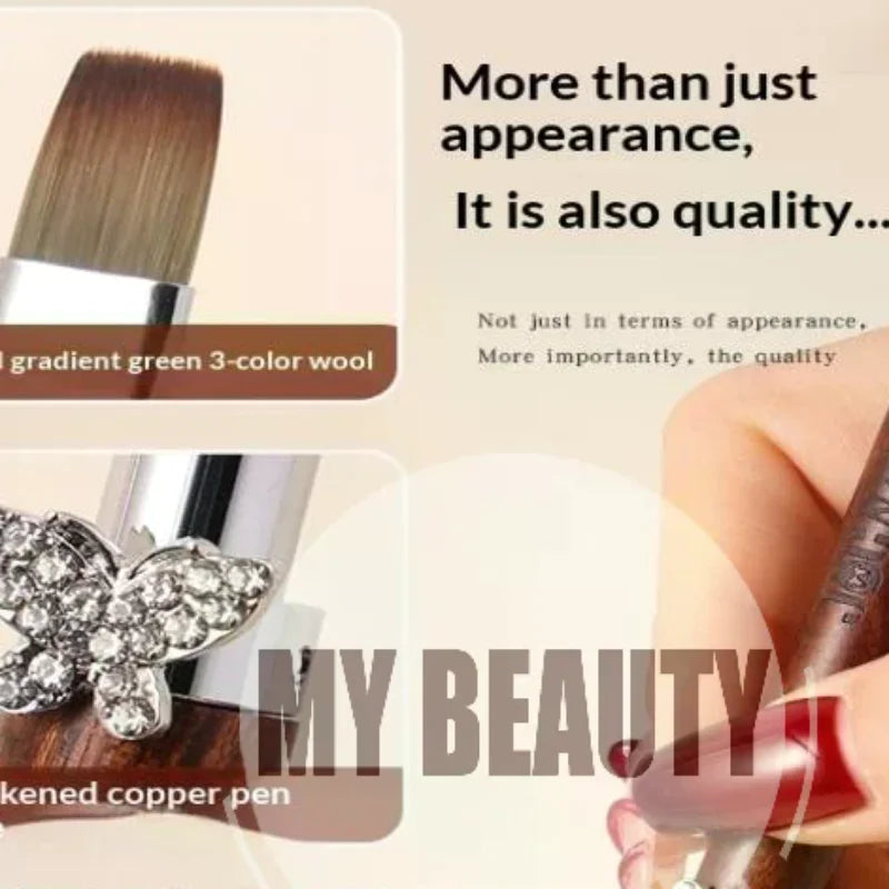 Nail Art Brush Sandalwood Handle UV Gel | Zircon Butterfly Nail Art Brush QXL
