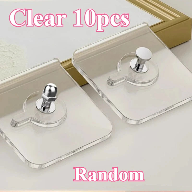 10-Pack No-Hole Adhesive Wall Hooks | Damage-Free Hangers Adhesive Wall Hooks QXL Clear 10pcs