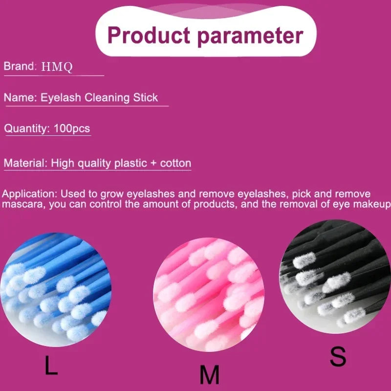 100-Pack Disposable Micro Brushes for Lash Extensions & Lips Disposable Micro Brushes QXL