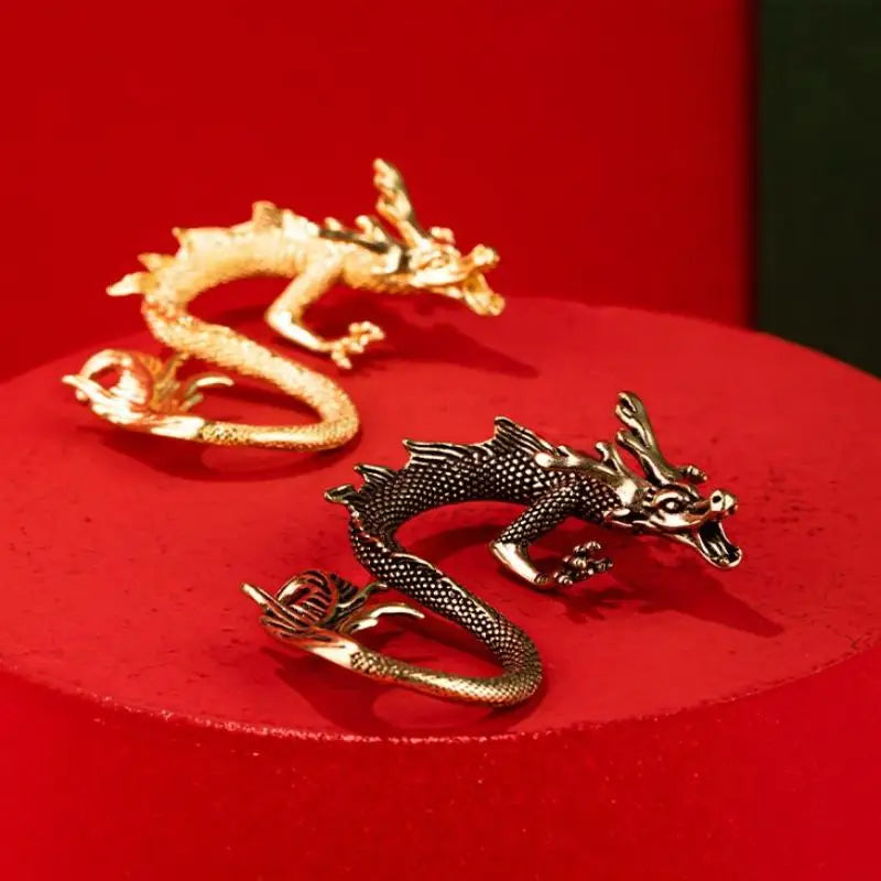 Chinese Zodiac Dragon Brass Figurine | Retro Mini Statue Decor Decorative Figurine QXL