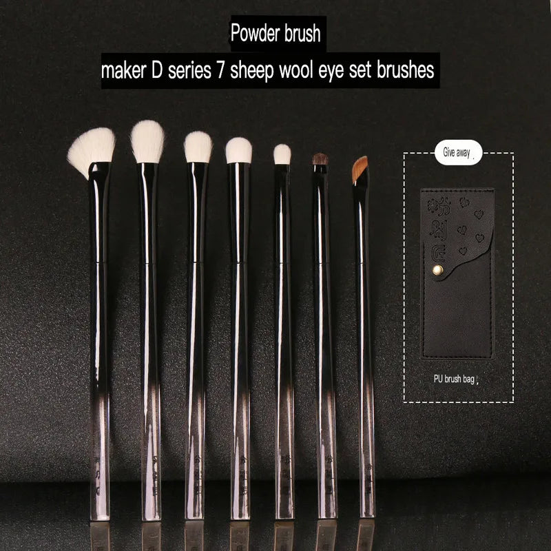 7-Piece Wool Eye Makeup Brush Set | Soft Goat Hair & Bag Eye Makeup Brush Set QXL