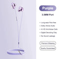 Clip-On Wired Earphones USB-C & 3.5mm | HD Mic | IPX4 Wired Clip-On Earphones QXL Purple 3.5mm