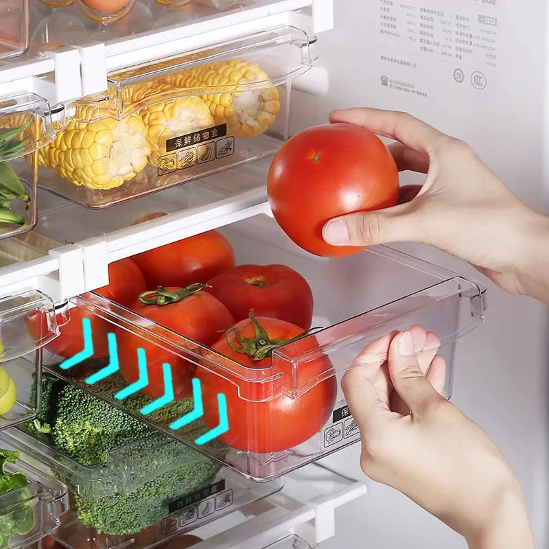 Transparent Fridge Under-Shelf Drawer Organizer Box Fridge Drawer Organizer QXL
