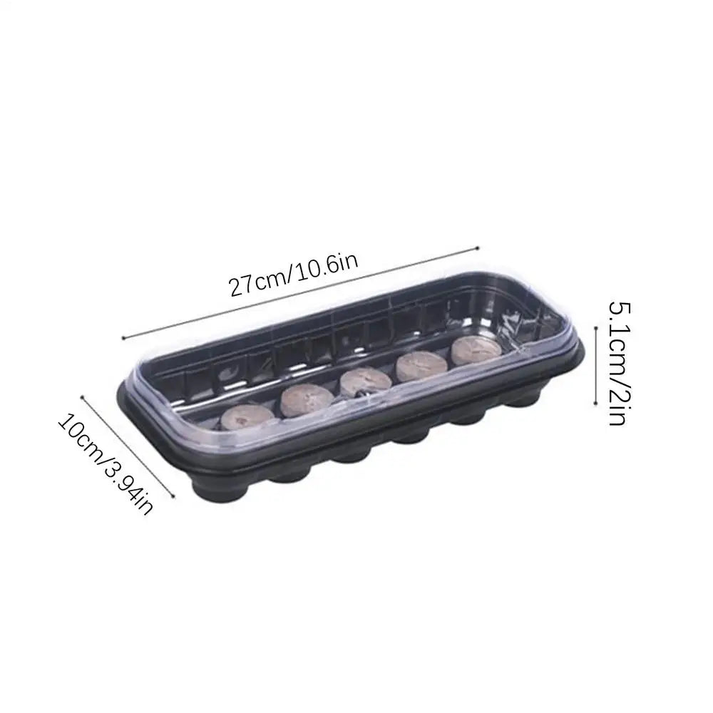 12-Cell Seedling Starter Tray with Humidity Dome – Propagator Seedling Propagation Tray QXL Black
