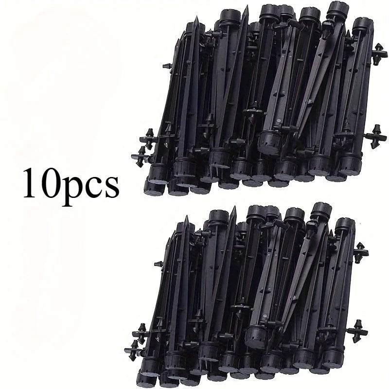 10-Pack 360° Adjustable Drip Emitters on Stake for Flower Beds Drip Irrigation Emitters QXL Black