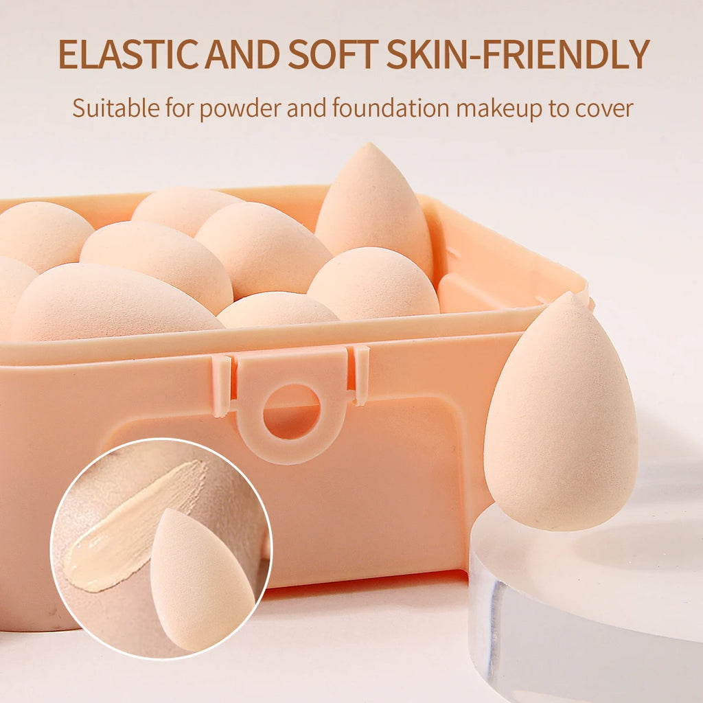 25-Pack Mini Makeup Blending Sponges with Storage Box Makeup Blending Sponges QXL