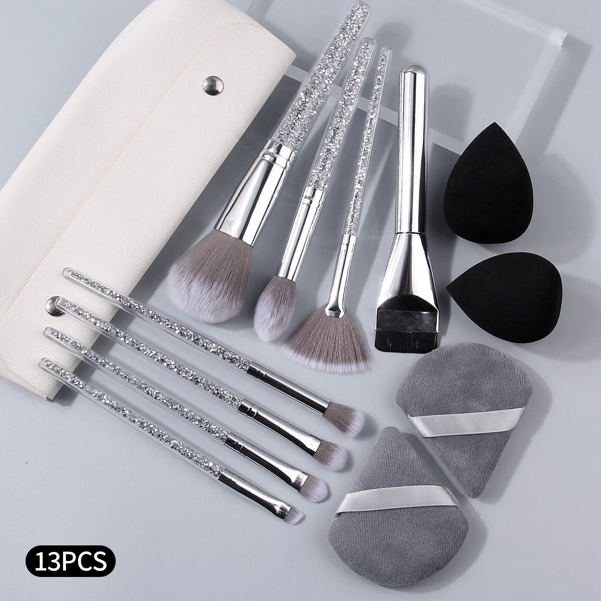 KOSSHOW 13-Pc Silver Diamond Handle Makeup Brush Set Makeup Brush Set QXL