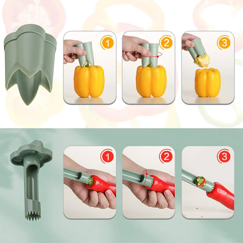 2-in-1 Pepper Corer & Seed Remover | Bell & Chili Coring Tool Vegetable Corer Tool QXL