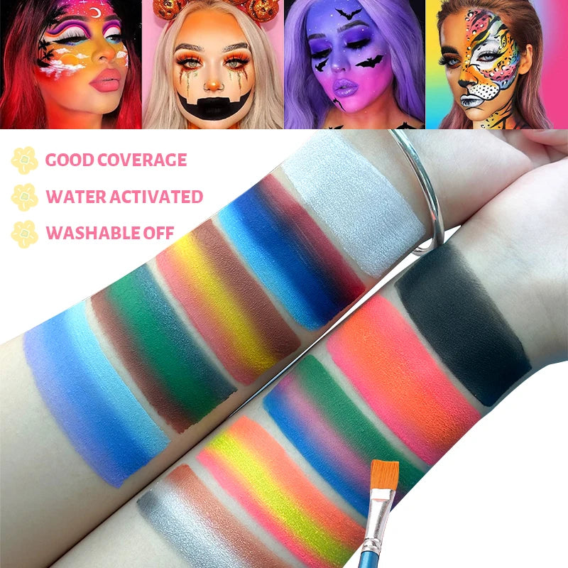 VERONNI 10-Color Face & Body Paint Palette with Brushes Face & Body Paint QXL