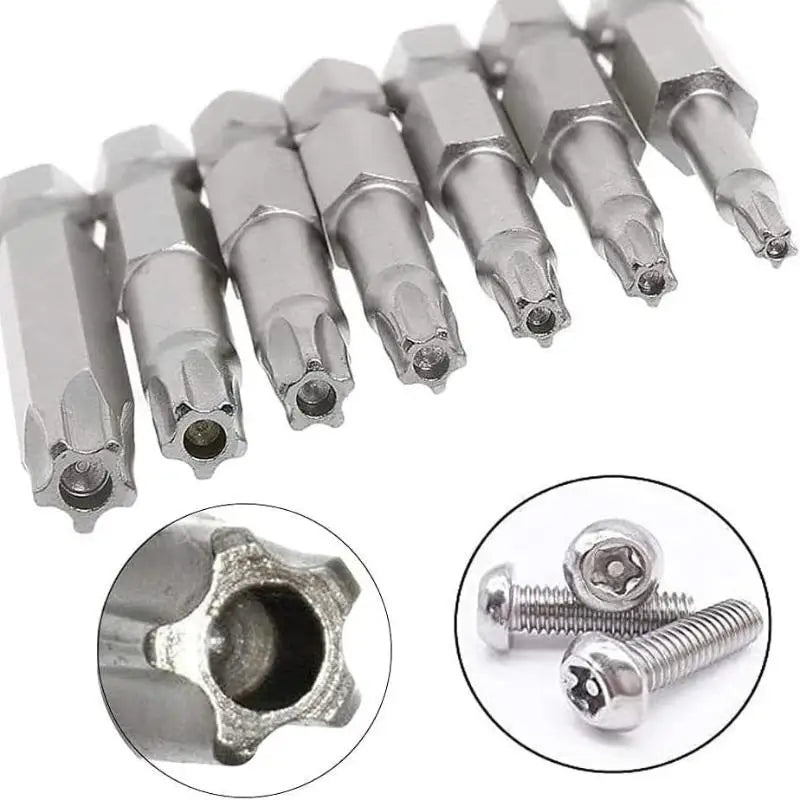 7-Pc S2 Magnetic Torx Screwdriver Bits T10–T40 | 1/4" Hex Torx Screwdriver Bits QXL