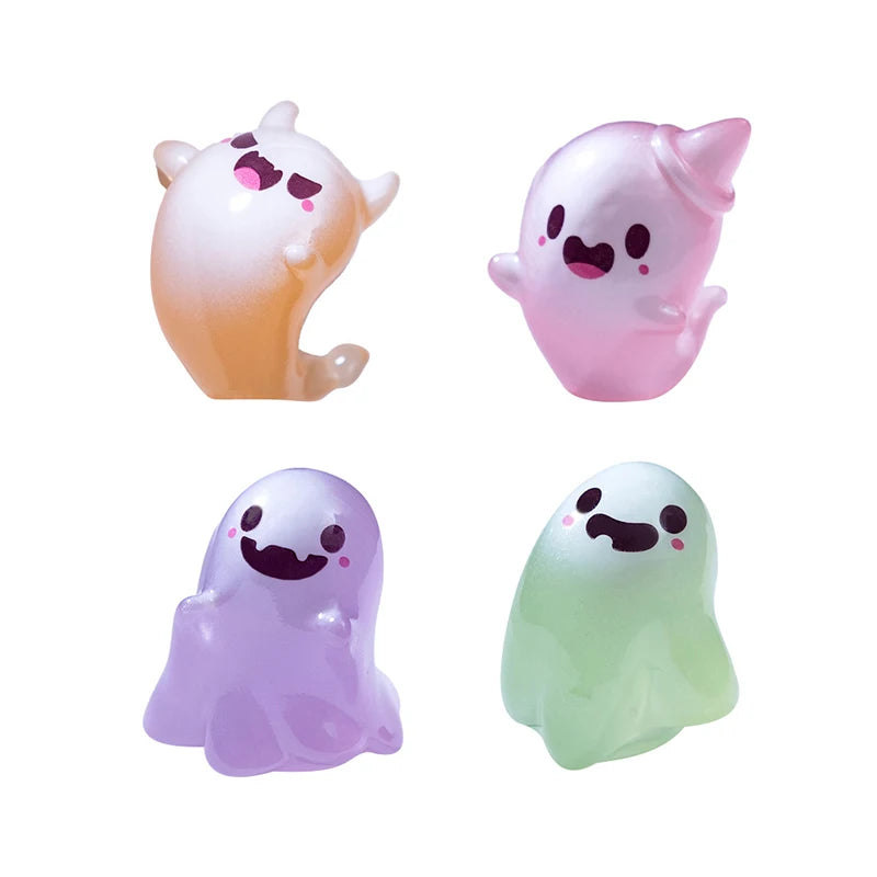 6-Pack Glow-in-the-Dark Halloween Ghost Resin Figurines Halloween Figurines QXL A