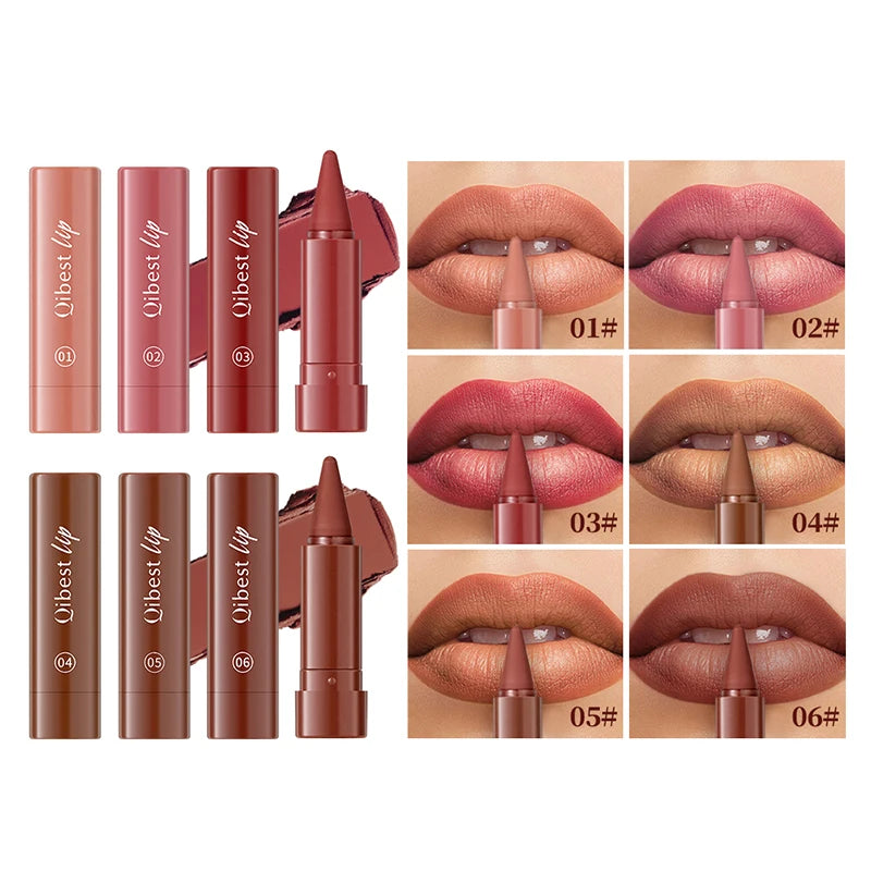 QIBEST Matte Lipstick Pencil – Waterproof Twist-Up Formula Matte Lipstick Pencil QXL 1