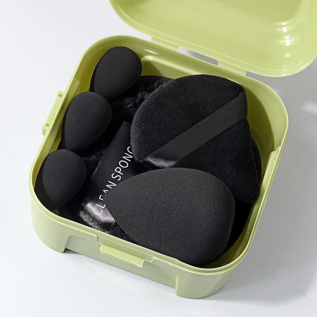 KOSSHOW 6-Pc Black Makeup Sponge Set & Storage Box Makeup Sponge Set QXL