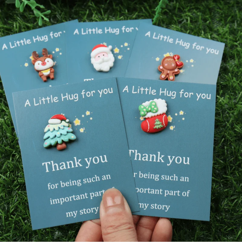 Christmas Mini Hug Cards Resin Santa Snowman Reindeer 10/40pk Holiday Gift Tags QXL