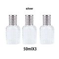Pineapple Glass Perfume Bottle with Atomizer | 30ml & 50ml Perfume Atomizer Bottle QXL Glass 3pcs-Silver-50ml
