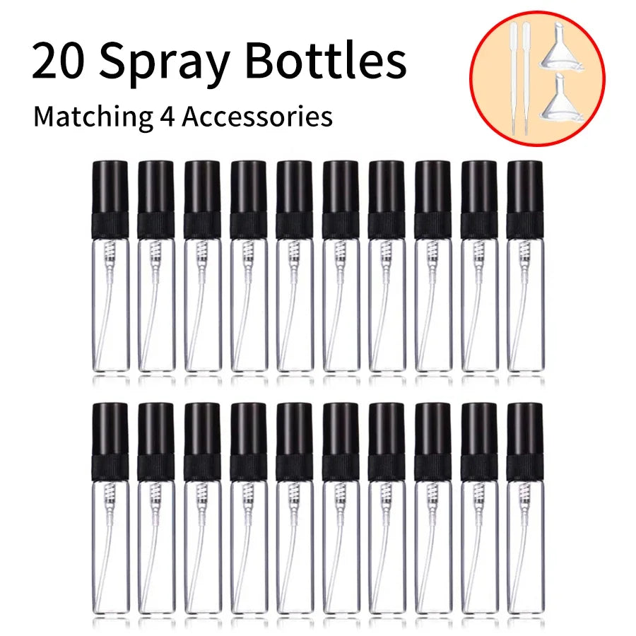 20-Pack 5ml Mini Glass Perfume Spray Bottles with Funnels & Droppers Perfume Spray Bottles QXL Glass M258 20pcs 5ml