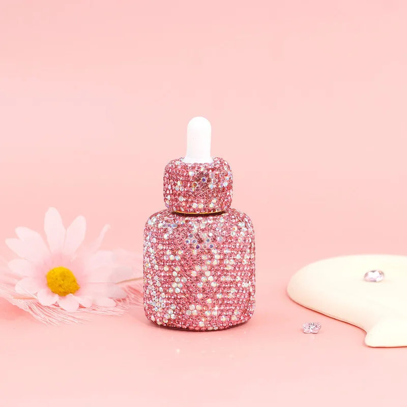 Diamond-Encrusted 30ml Glass Essential Oil Dropper Bottle Pink Essential Oil Bottle QXL