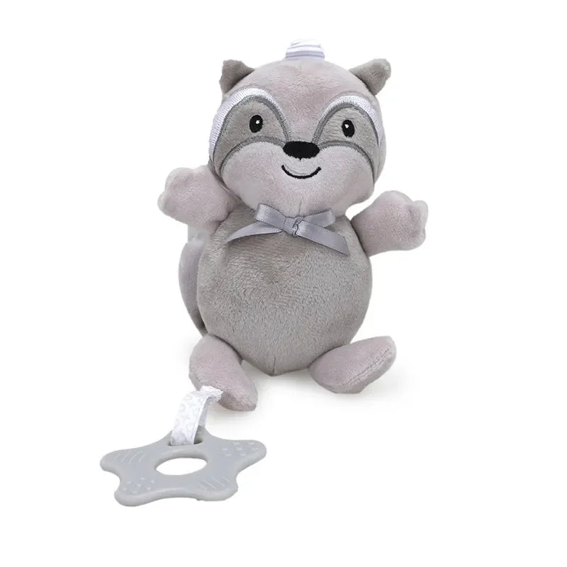 Bunny Plush Baby Rattle & Teether Stroller Hanging Toy 0–1Y Baby Rattle Toy QXL B129 Raccoon