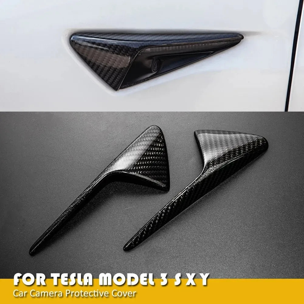 Carbon Fiber Fender Camera Cover for Tesla Model 3 S X Y Car Exterior Trim QXL