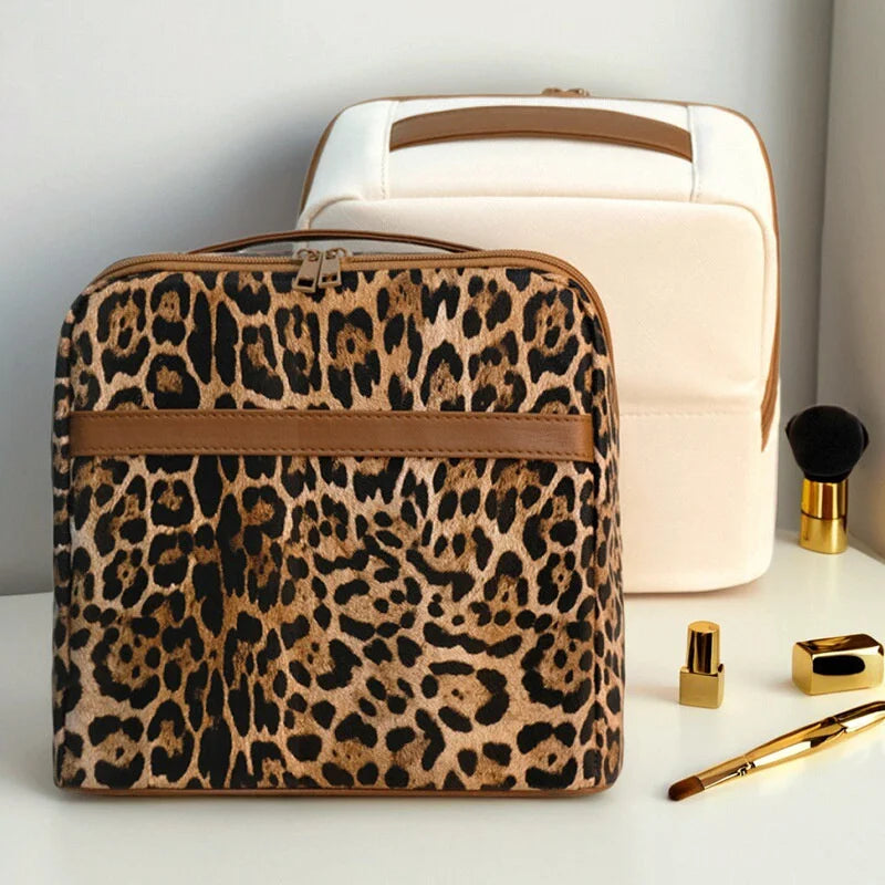 Leopard Print Standing Makeup Brush Bag & Organizer Makeup Brush Bag QXL
