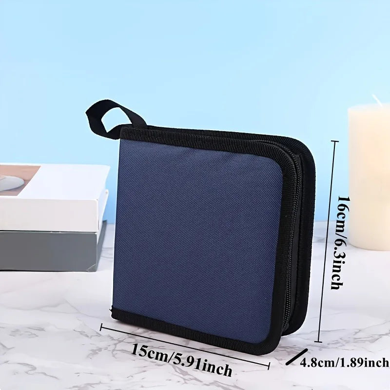 40-Disc CD DVD Storage Case | Portable Zipper Binder Wallet Disc Storage Case QXL
