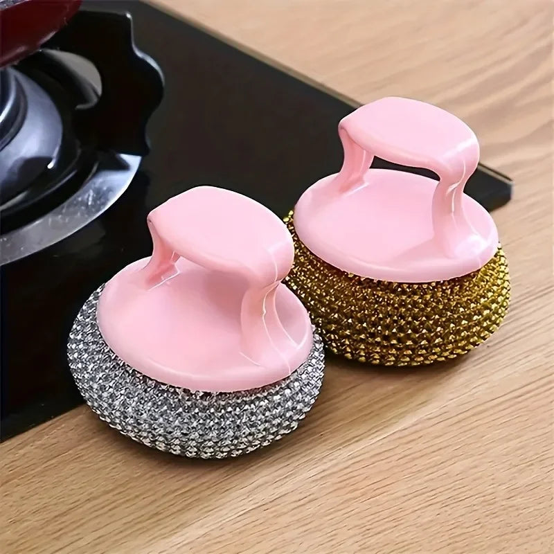 Detachable Pot Brush | PET & Steel Wool Scrubber for Pans Kitchen Scrub Brush QXL