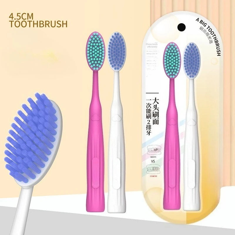 2-Pack Soft Bristle Wide Head Manual Toothbrush Set Manual Toothbrush QXL