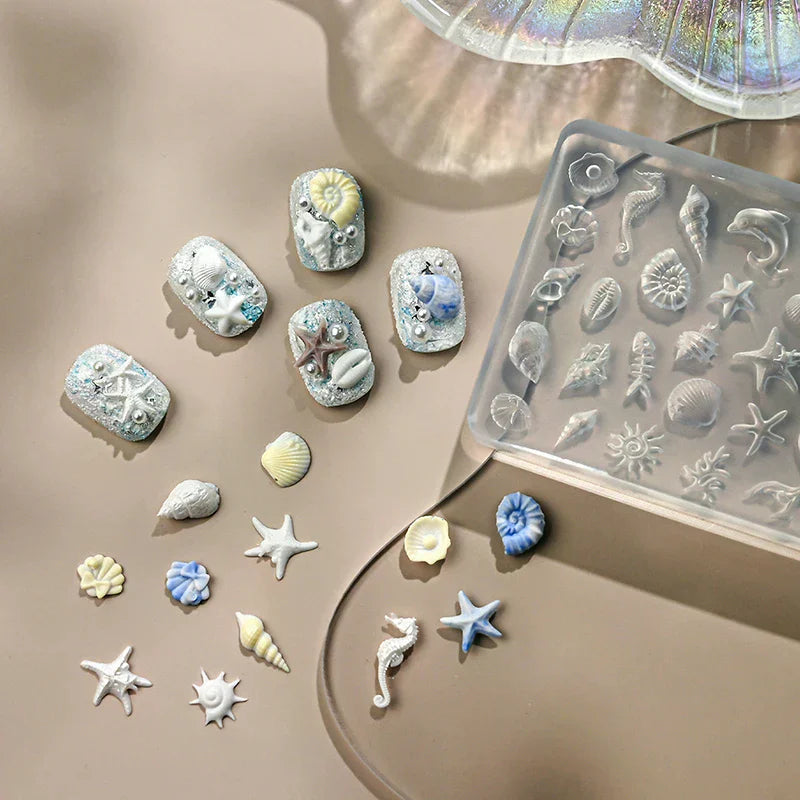 Ocean 3D Silicone Nail Art Mold | Shell, Starfish & Lace Nail Art Mold QXL