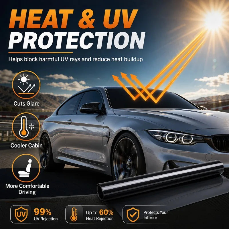 Car Window Tint Film 50x300cm | Solar UV Privacy Film + Tools Window Tint Film QXL