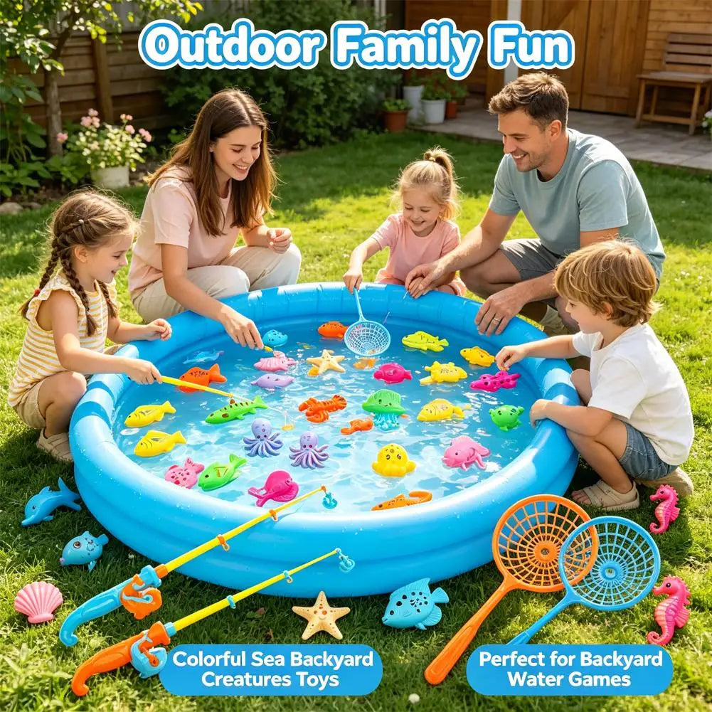 Kids Magnetic Fishing Toy Set | Glow Fish Game Indoor Outdoor Kids Fishing Toy QXL