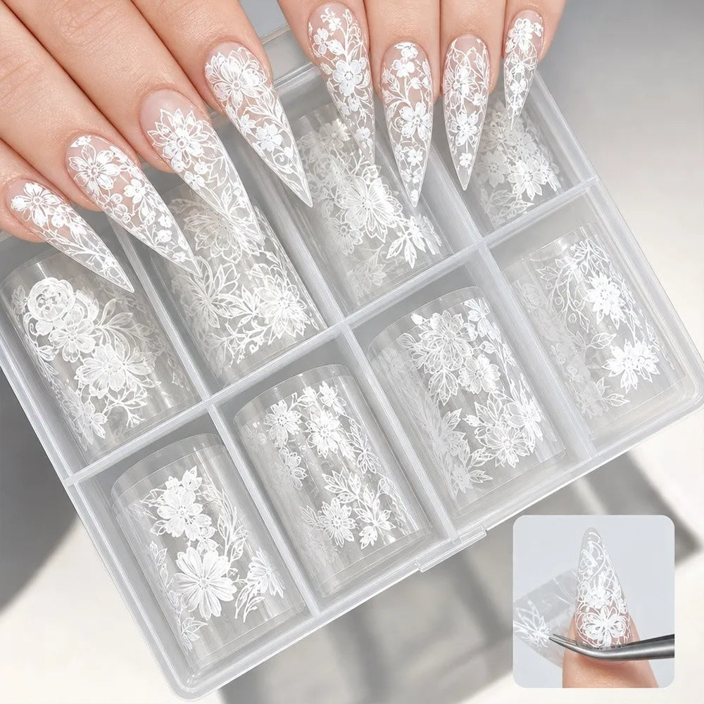 Lace Nail Transfer Foils | Leopard & Sequin 10-Pack DIY Art Nail Transfer Foils QXL