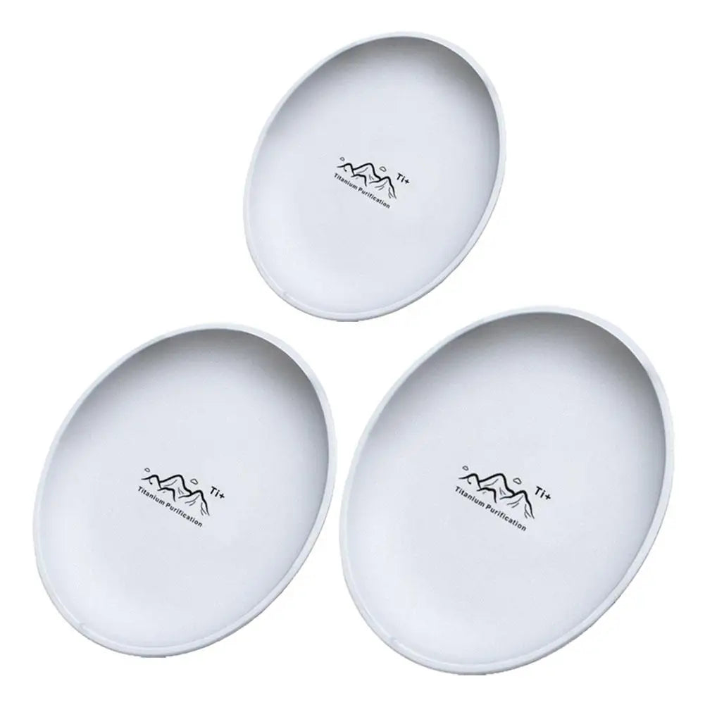 Titanium Stainless Steel Camping Plate | 3 Sizes BBQ Picnic Camping Dinner Plate QXL 004