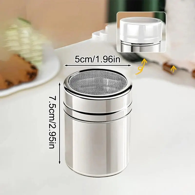 Stainless Steel Fine Mesh Powder Duster with Cover | Barista Powder Duster Shaker QXL