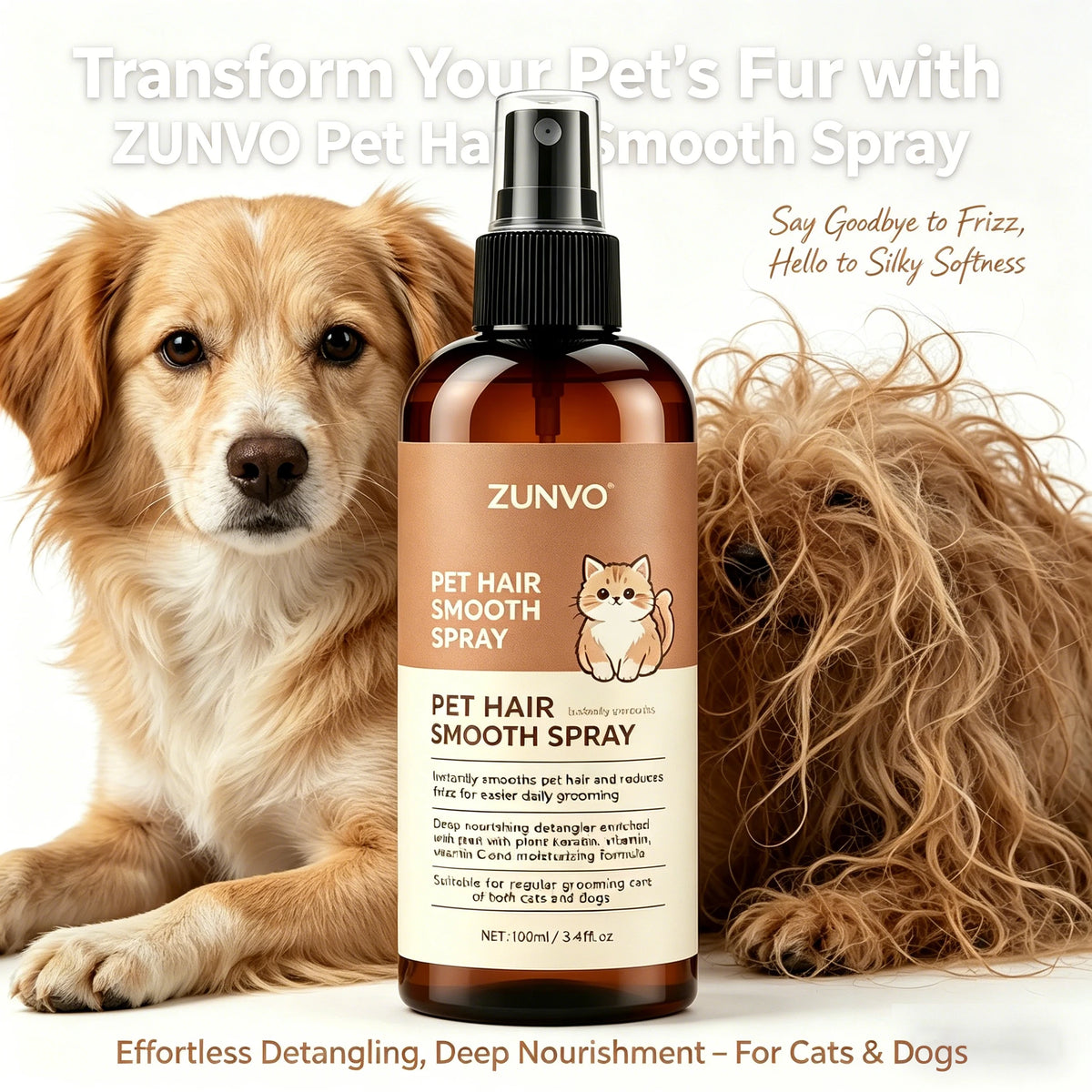 No-Rinse Dry Shampoo for Dogs & Cats | Water-Free Formula Pet Dry Shampoo QXL