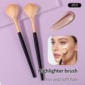 KOSSHOW 2-Pack Fan Makeup Brush Set | Wood Handle & Nylon Fan Makeup Brush Set QXL black