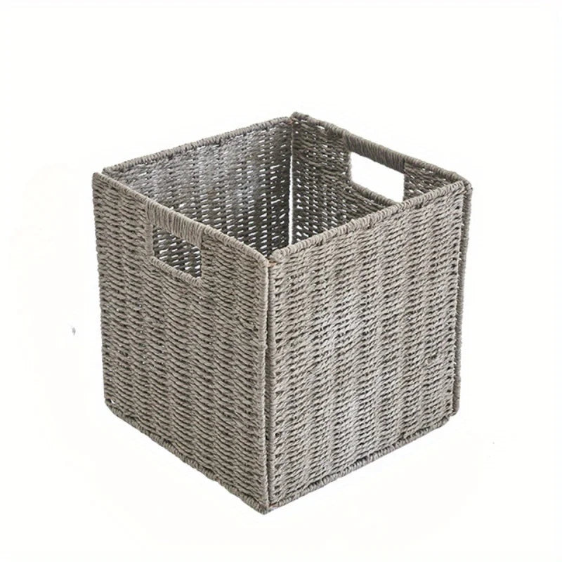Foldable Wicker Cube Basket | Clothes, Toys & Home Organizer Foldable Storage Basket QXL Gray
