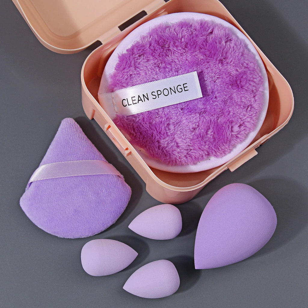 KOSSHOW 6-Pc Purple Makeup Sponge Set | Triangle Puff & Box Makeup Sponge Set QXL