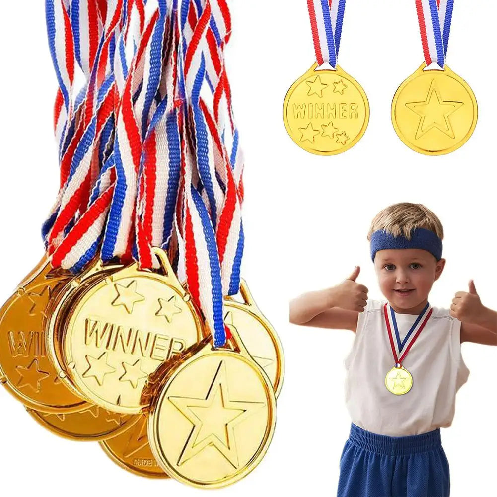 10-Pack Kids Gold Winner Medals | Sports & Party Awards Kids Award Medals QXL