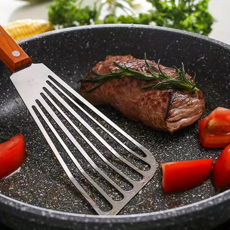 Stainless Steel Non-Slip Frying Spatula | Fish Egg Steak Frying Spatula QXL