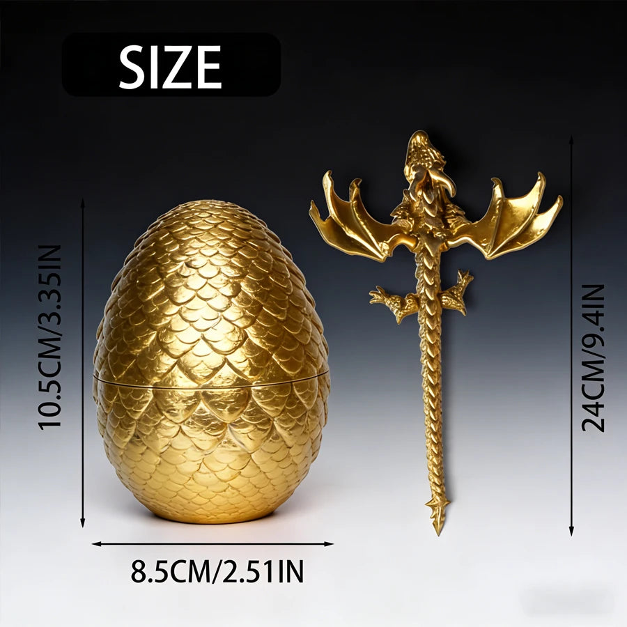 3D Printed Dragon Statue Set | Flexible Wings & Dragon Egg Fantasy Dragon Figurine QXL