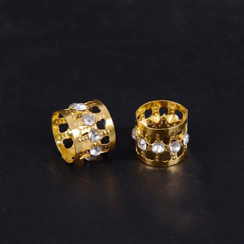 Gold Rhinestone Dreadlock Beads | Hair Braid Cuff Clips 10/20 Pc Hair Braid Beads QXL